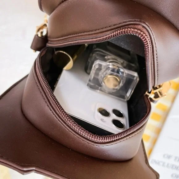 WORN ONCE ☕️Cup Design Letter Patch Novelty Bag☕️ - Picture 5 of 7